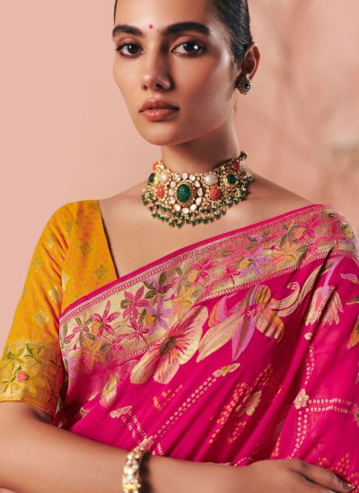 Pure Georgette Traditional Saree in Pink 
                            Pure Georgette Traditional Saree in Pink