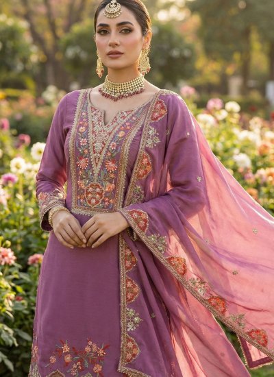
                            Purple Festival Chinon Trendy Salwar Kameez