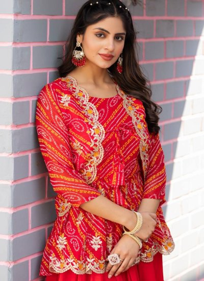 
                            Rani and Red Color Readymade Lehenga Choli