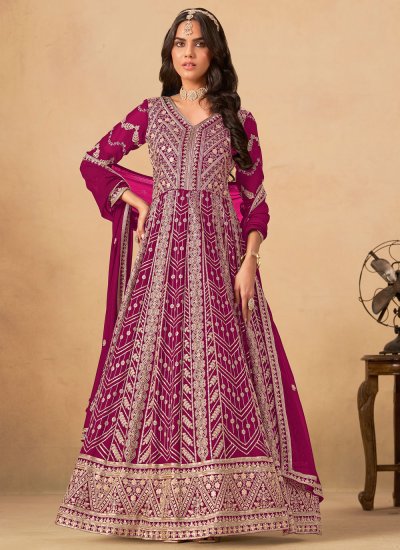 Rani Faux Georgette Embroidered Salwar Kameez