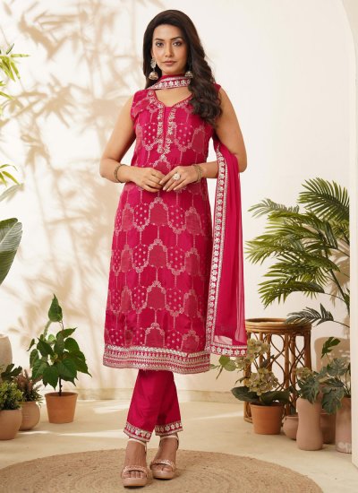Rani Silk Sangeet Pant Style Suit