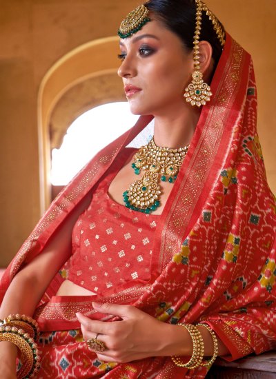 Red Patola Print Sangeet Designer Saree