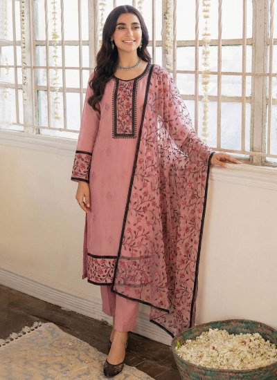 Refreshing Embroidered Pink Readymade Salwar Kameez 