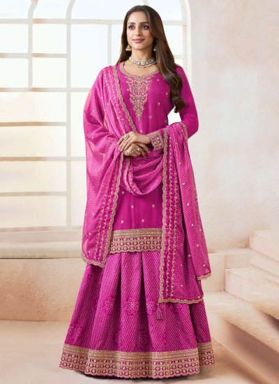 Refreshing Embroidered Rani Silk Lehenga Choli