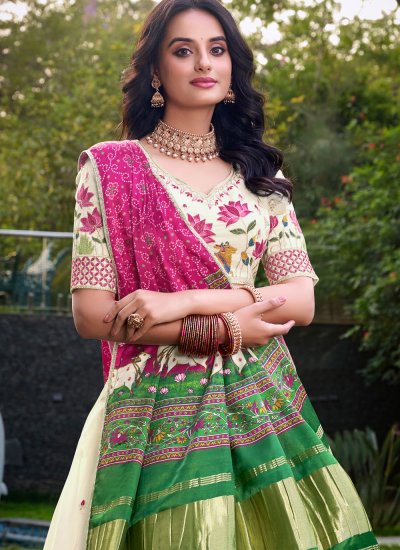 
                            Regal Off White Cotton Trendy Lehenga Choli