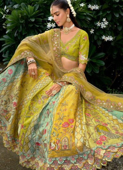 Remarkable Green Silk Designer Lehenga Choli 
                            Remarkable Green Silk Designer Lehenga Choli