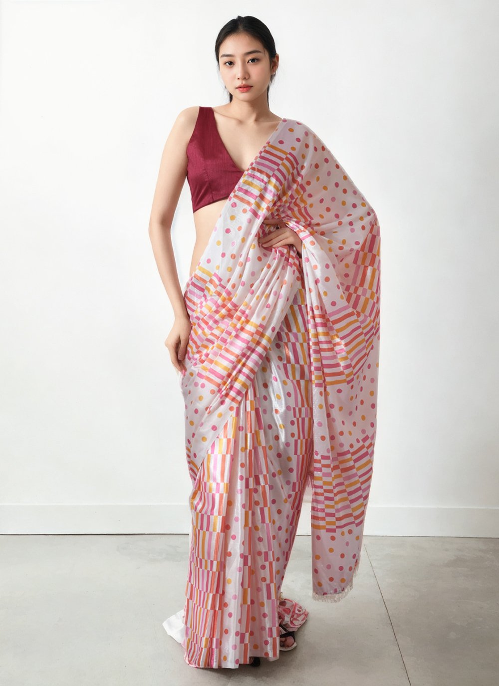 Royal Chinon Border Trendy Saree Royal Chinon Border Trendy Saree