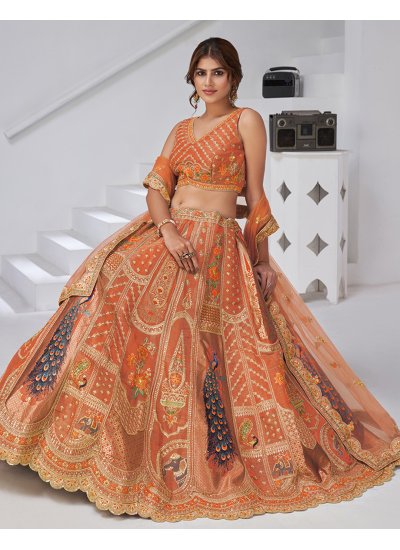 Ruritanian Banarasi Silk A Line Lehenga Choli 
                            Ruritanian Banarasi Silk A Line Lehenga Choli