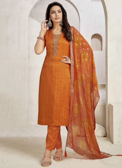 Rust Silk Pant Style Suit