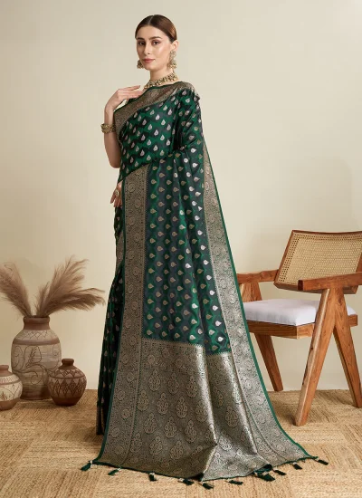 
                            Satin Silk Contemporary Saree in Green