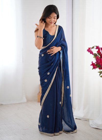 
                            Savory Blue Contemporary Saree