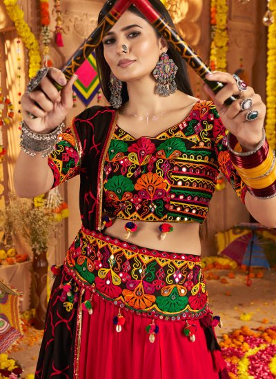 
                            Savory Embroidered Cotton Readymade Lehenga Choli