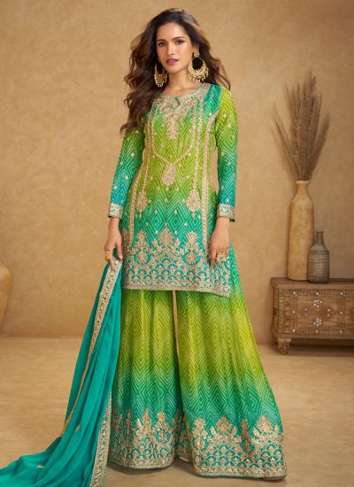 Sightly Digital Print Chinon Palazzo Salwar Kameez
