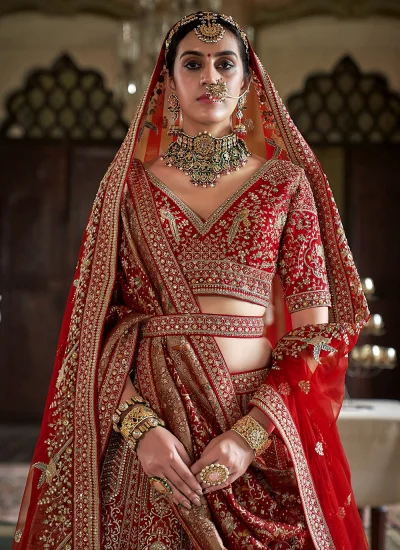 
                            Silk A Line Lehenga Choli in Red