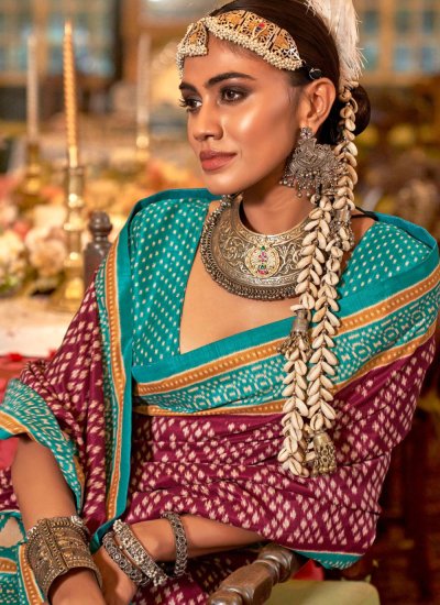 Silk Burgundy Traditional Saree
