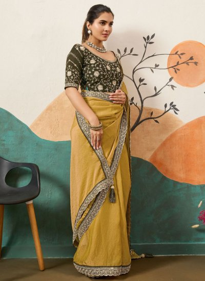 Silk Cord Green Contemporary Saree 
                            Silk Cord Green Contemporary Saree