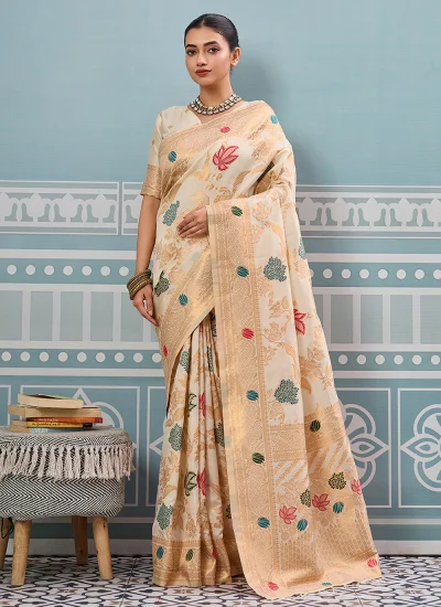 Silk Cream Classic Saree