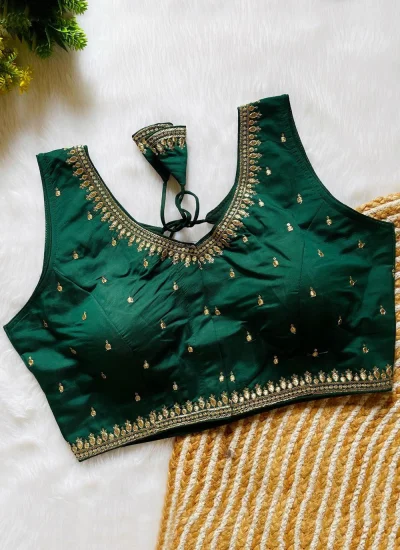Silk Designer Blouse in Green
