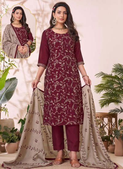 Silk Designer Salwar Kameez in Wine