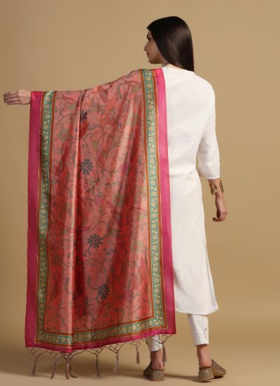 
                            Silk Digital Print Dupatta in Pink