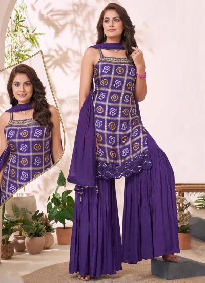 Silk Embroidered Purple Salwar Kameez