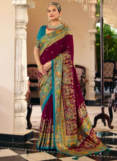 Silk Print Purple Contemporary Saree