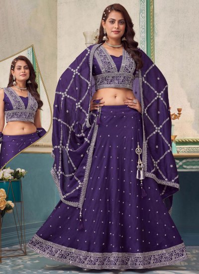 Silk Readymade Lehenga Choli in Purple
