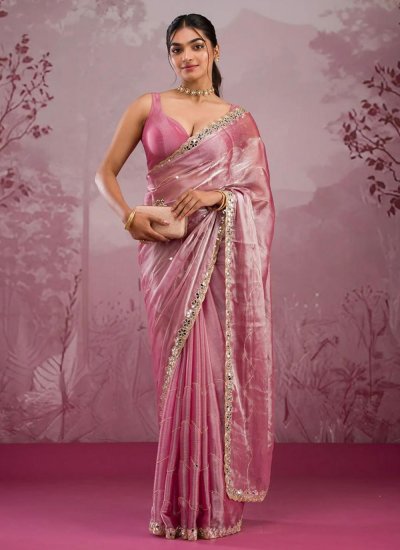 Silk Zari Pink Designer Saree