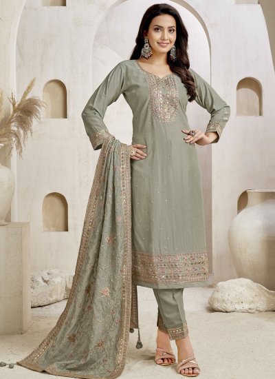 Silver Ceremonial Trendy Salwar Suit