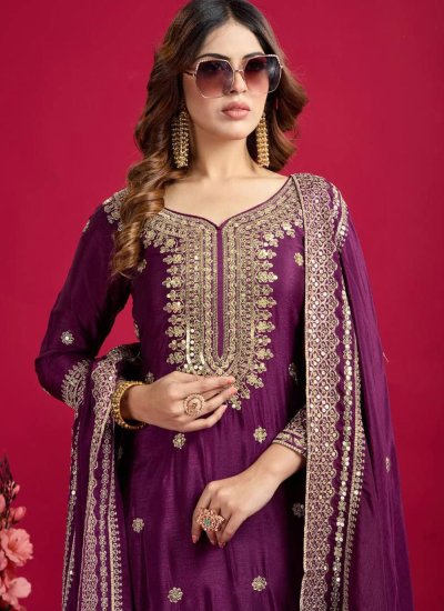 
                            Simplistic Purple Designer Salwar Kameez