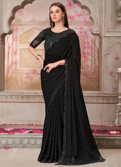 Sparkling Georgette Black Trendy Saree