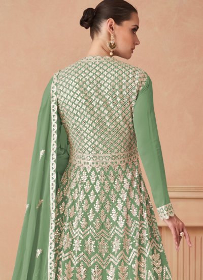 Specialised Embroidered Green Georgette Designer Lehenga Choli 
                            Specialised Embroidered Green Georgette Designer Lehenga Choli