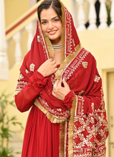 Specialised Faux Georgette Ceremonial Trendy Gown