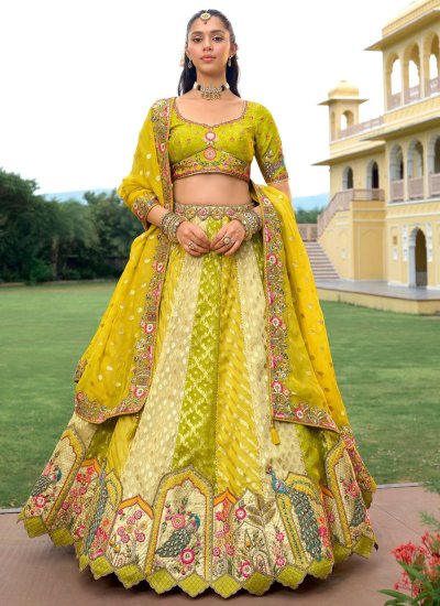 Spectacular Green Mirror Lehenga Choli