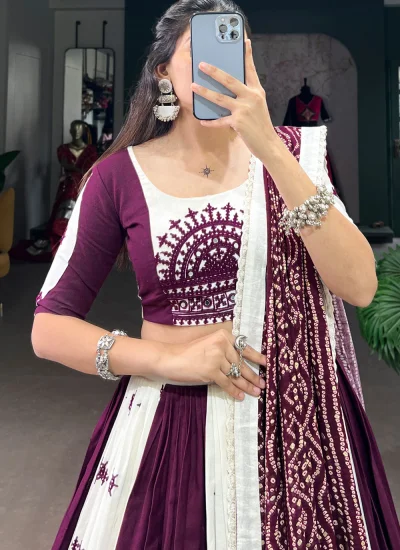 
                            Stupendous Purple and White Festival Readymade Lehenga Choli