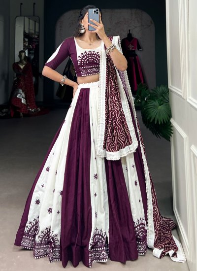 Stupendous Purple and White Festival Readymade Lehenga Choli