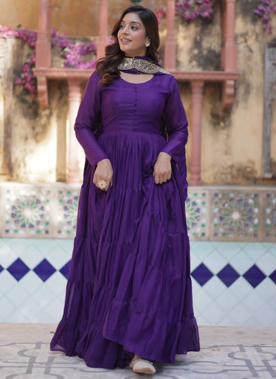 Suave Georgette Plain Floor Length Gown -