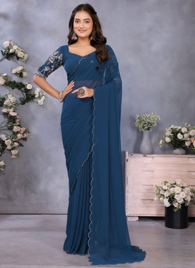 Subtle Georgette Embroidered Classic Saree