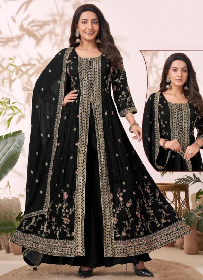 Sunshine Black Silk Long Length Salwar Suit