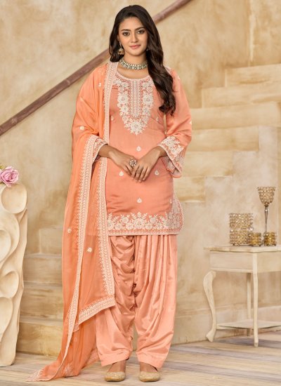 Swanky Peach Sangeet Trendy Patiala Salwar Kameez