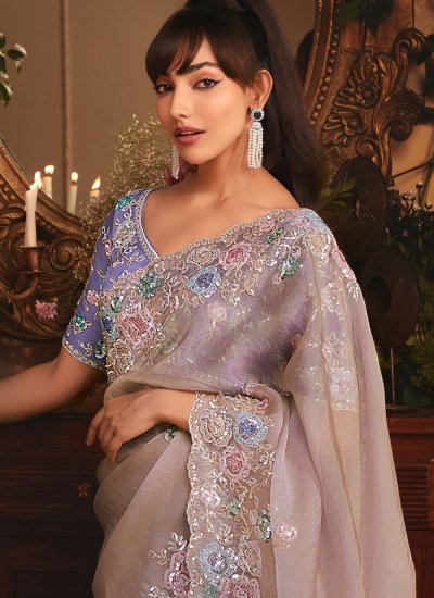 
                            Tissue Mauve  Classic Saree