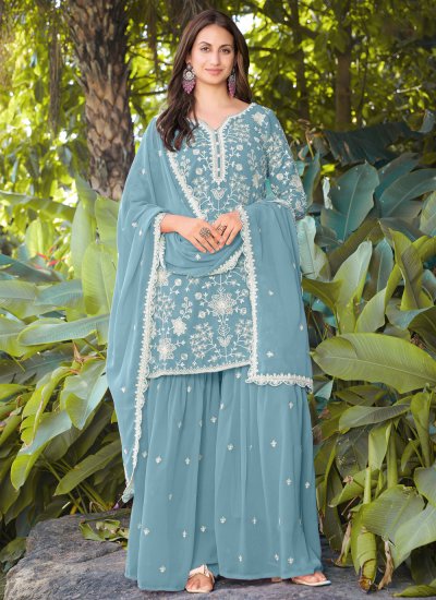 Unique Georgette Sequins Palazzo Salwar Kameez