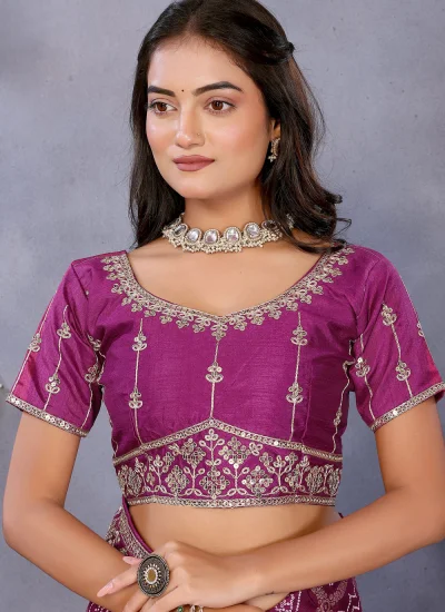 
                            Vichitra Silk Purple Cord Trendy Saree