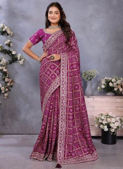 Vichitra Silk Purple Cord Trendy Saree