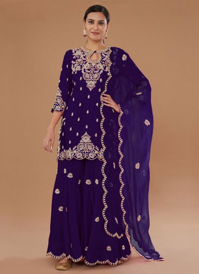 Vichitra Silk Purple Trendy Salwar Kameez