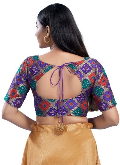 Violet Jacquard Work Designer Blouse 
                            Violet Jacquard Work Designer Blouse