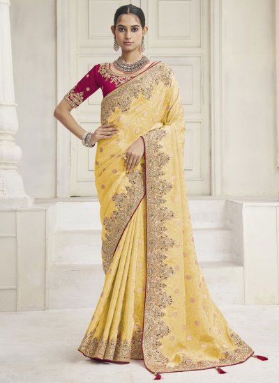 Viscose Trendy Saree in Yellow