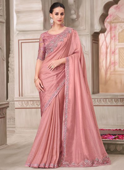 Vivacious Sequins Georgette Satin Trendy Saree