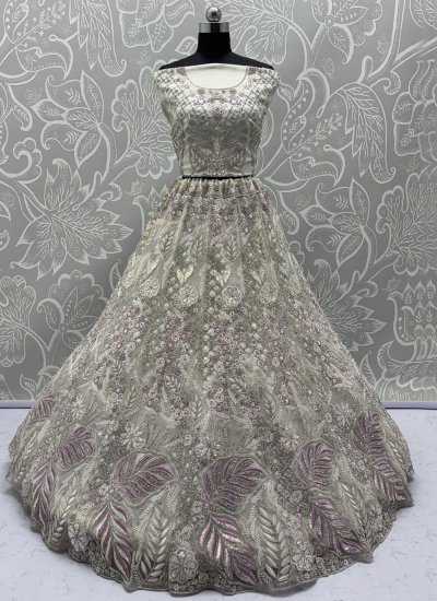 
                            White Net A Line Lehenga Choli