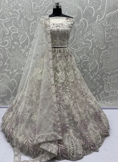 White Net A Line Lehenga Choli